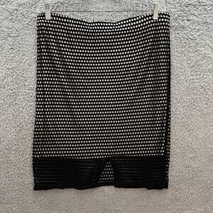 SJS Women's 1X Pencil Skirt Black Mesh Gray Lining Evening Night Out‎